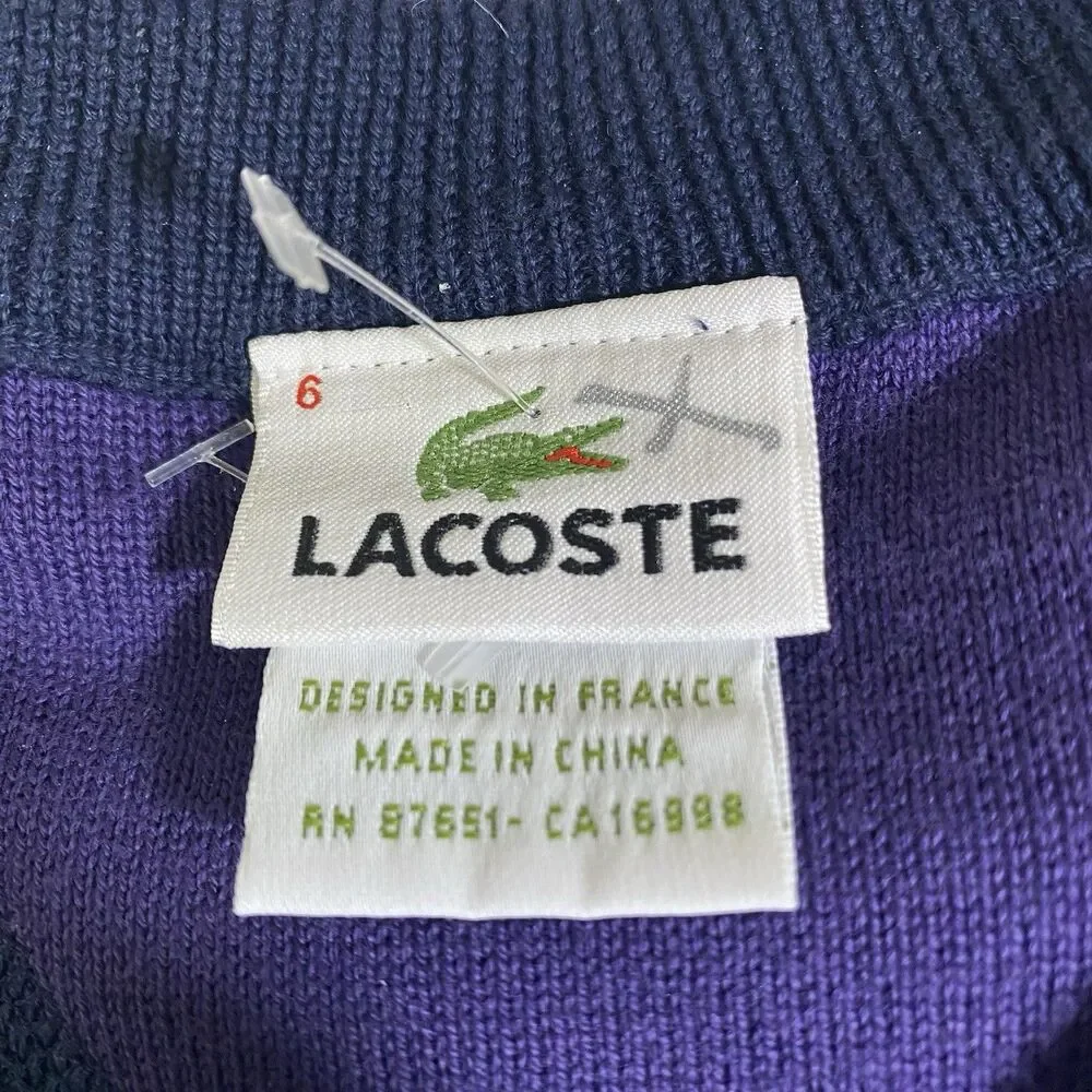 Lacoste Cotton Knit Sweater Vest Navy V-Neck Sleeveless Men’s Size 6 XL - Picture 5 of 10